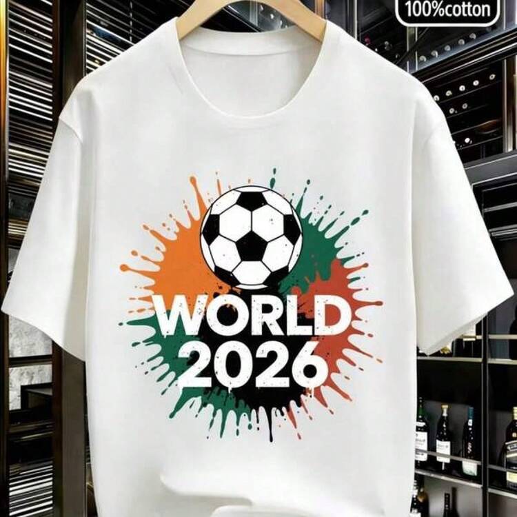 Playera para Partidos Copa Mundial 2026 Diseño Mapa América - Negro - Añade 6