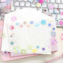 1 Roll Colorful Geometric Patterned Washi Tape, Cute Heart & Star Designs, Suitable For Scrapbooking, Planner Decoration, DIY Crafts, Stationery Supplies - 1 Roll - View 6
