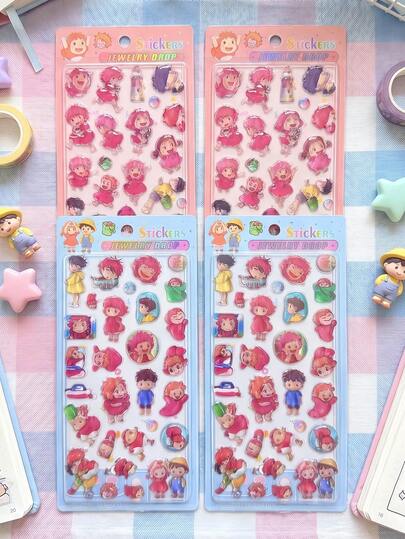1张3D立体浮雕贴纸，可爱日本制造创意文具贴纸，适用于装饰头盔、汽车、派对、DIY、笔记本电脑、时尚等。附带随机背板。
