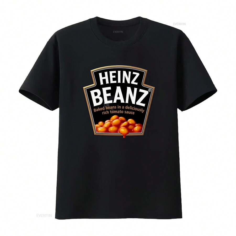 HEINZ BEANZ T SHIRT For Print Baked Beans In Tomato Sauce Design Sizes S XXL Vintage Washed Stretched Homme Unisex Breathable - 款式 - 查看 1