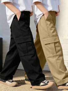 2pcs Young BoyCasual Multi-Pocket Design Straight Leg Pants, High Cost-Effective 2 Pieces Set - Multicolor - View 9