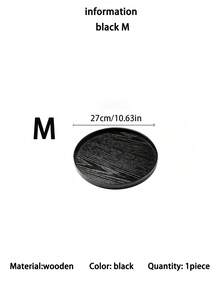 1PC/3PCS Black Wooden Rectangular Round Tray, Home Dining Plate Dessert Plate, Hotel Restaurant Coffee Plate, Tea Plate, Fruit, Sushi, Steak, Bread, Dim Sum Solid Wood Display Plate, Clear Texture Water Glass Plate - Black - View 16