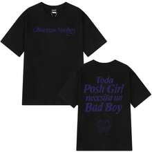 QUEVEDO Buenas Noches Harajuku Print T-Shirt für Männer und Frauen, Lässige T-Shirts, Übergroße Kurzarm-Shirts, Modische Hip-Hop Vintage T-Shirts - Schwarz - Übersicht 1