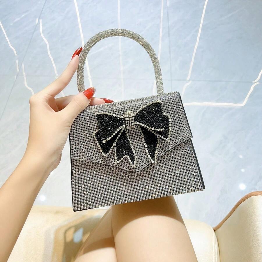 BV Bottega Bang Bang Bolso de mano de mujer de cuero genuino tejido a mano de Andiamo Clutch Campana. Nuevo bolso de mano con diseño de cola de golondrina y mariposa, ideal para vestido de novia, cumpleaños, banquete, noche, bolso cruzado, bolso de noche. - Plateado - Ver 1