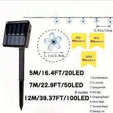 1pc 5m/7m/12m/20m/50m/100m LED Solar Powered Flower Fairy String Lights, 8 Modes, Waterproof, For Outdoor Party, Garden, Patio Decor - Solar-powered Cherry Blossom String Lights - View 3