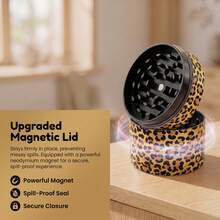 Leopard Pattern Rolling Tray Set, Includes 180*140mm Rolling Tray, 4-Layers Aluminum Alloy Grinder |  Smoking Accessories Kit, For Friends, Families, And Smokers - Beo - Xem 7