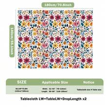 1pc Rectangular Polyester Tablecloth, Floral Pattern, Single-Sided Printing, Suitable For Tabletop, Washable And Reusable, Applicable For Indoor, Outdoor, Patio, Wedding, Party, Dining, Craft Exhibition, Banquet Decoration - Multicolor - View 14