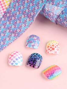 10 Rollen Blumen- & Leoparden-Muster Nageltransfer-Folie, Y2K Regenbogen, Herz, Schmetterling, Zebra Nagel-Foliensticker, klassisch eleganter Sternenhimmel Komplett-Wrap DIY Nagel-Sticker, Frühlings-/Sommer-Nagel-Accessoires für Frauen & Mädchen - Verschiedenfarbig - Übersicht 5