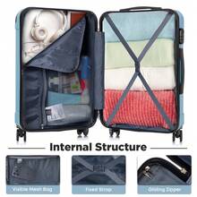 YONSLY 16 Inch Suitcase With Detachable Wheels 360° Combination Lock Double Zipper Soft Rubber Handle Trolley Travel Suitcase For Vacation - 灰藍 - 查看 7