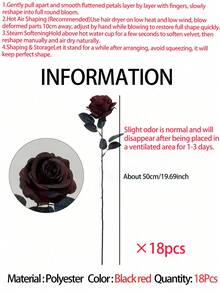 20/1朵人造黑紅玫瑰，適用於居家裝飾、婚禮布置、派對裝飾、哥德暗黑風裝飾、戶外攝影道具與暗黑主題花束、情人節禮物、萬聖節居家與生日裝飾、花園 - 黑紅色 - 查看 17