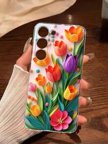 1 Piece Soft Phone Case With Fashionable Tulip Flower Design, Compatible With Huawei, Honor, Galaxy, 12T, 13T - 透明 5 - 查看 7