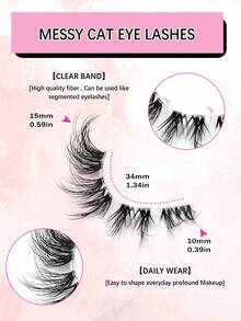 Asiteo 7 Pairs Super Soft Cartoon Transparent Band Eyelash Faux Mink Cat Eye False Eyelashes Natural Fluffy Curly Full Lash Travel Makeup Essential - 交叉款 - 查看 4