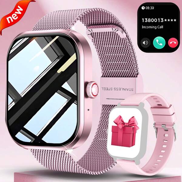 2026 Latest Fashion Tech Design Super Large 2.01 Inch Screen, Multiple Color Silicone Strap Options, Full-Screen Touch, Outdoor Sports Smart Watch For Men And Women, Wireless Call, Call Reminder/Rejection, Message Notification, Pedometer, Wireless Music, Multiple Sports Modes, Suitable As Birthday, Holiday, Graduation, Halloween Gift For Couples, Elders, Friends, Classmates