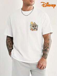 Disney Men's Casual T-Shirt, Cowboy Mickey Desert Print, Retro Western Design, Oversized Fit, Ideal For Adventure Style - White - View 3