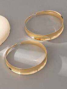 New Arrival European & American Versatile Exaggerated Big Metallic Earrings - Yellow Gold - View 6