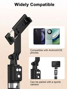 Palo de selfie con trípode, control remoto Bluetooth, luz LED de 3 colores, adecuado para grabación de video y vida, telescópico, rotación de 360°, anti-vibración, plegable y portátil, compatible con iPhone y Android, 170cm/66.9 pulgadas - A - Ver 5