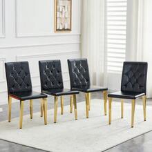 Sillas de comedor - Negro + Oro + Metal + Cuero sintético + Juego de 41 - Ver 2