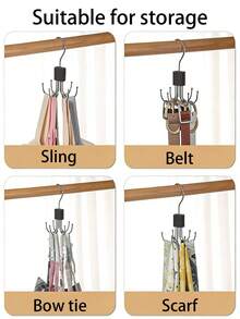 3/1pc Closet 6-Hooks Belt Holder Rack With 360° Rotatable, Metal Storage Hanger Organizer, Cap Holder Rack, Bra Holder Rack, Tie Holder Rack, Belt Holder Rack, Scarf Holder Rack, Storage Hooks, Suitable For Dorm Closet, Home, Campus, Hotel, Etc., Portable Travel Hook - Multicolor - View 6
