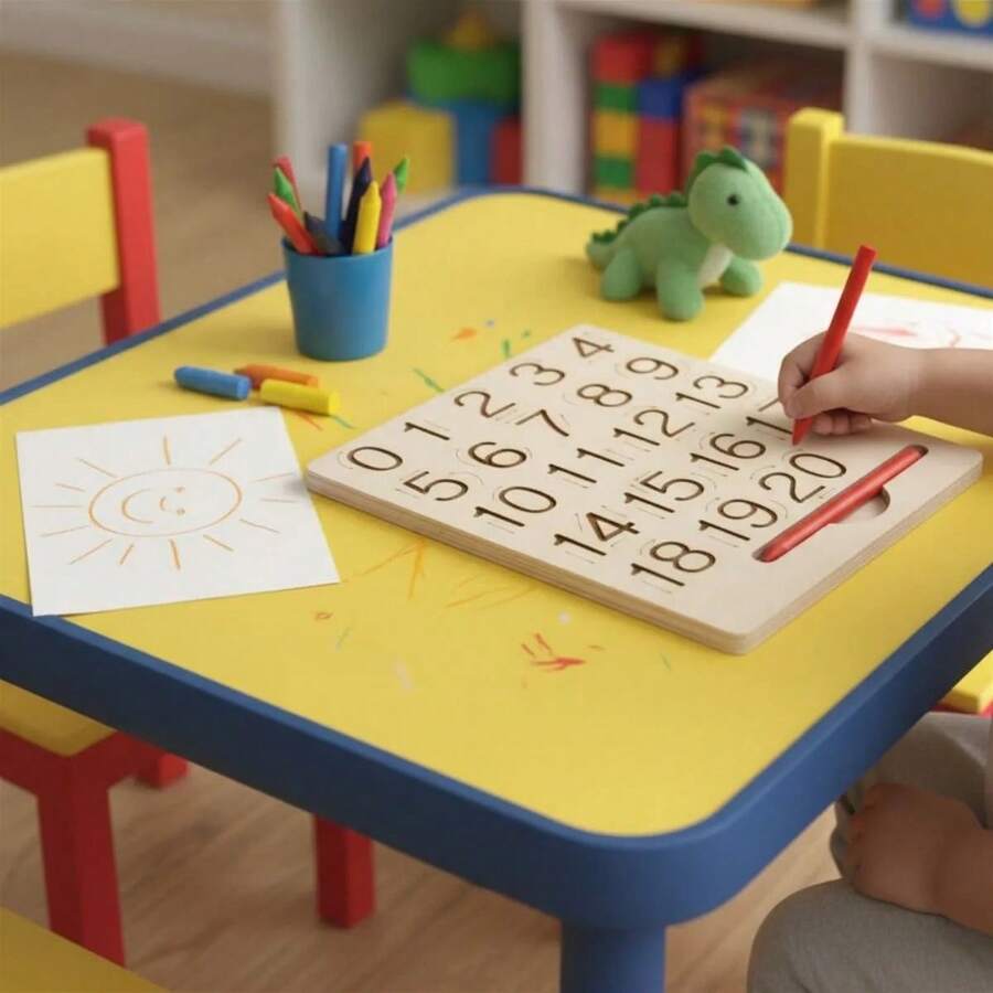 Tablero Didáctico De Madera Para Aprender A Trazar - NUMEROS - Ver 1