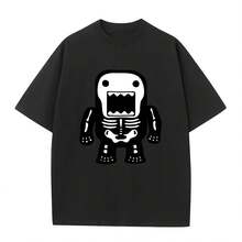 Domo Kun Skeleton Funny Meme Print T Shirts Men's Women Gothic Metal Rock Style T-Shirt Male Punk Pure Cotton Oversized T-Shirts - Shape - View 1