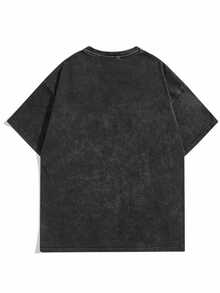 [Water Washed Vintage Short Sleeved T-Shirt] Recommended New Casual And Versatile 100% Pure Cotton T-Shirt For Summer 2026, Women's Fashionable T-Shirt For Summer, Short Sleeved Office Casual 230g Cotton Printed Loose White Top, Y2k Women's Top, Summer Top - Washed Black - View 2