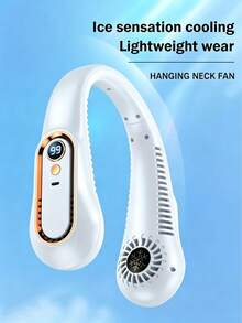 GICOOK Hanging Neck Fan Usb Portable 5-Speed Adjustable With Digital Display Mini Portable Small Lazy Person Hanging Neck Neck, 7h Endurance Leafless Rechargeable 360° Adjustable Refrigeration Air Conditioning Outdoor Student Mute Large Wind Fan Cooling Artefact Gift/Valentine's Day Gift/Girlfriend/Easter/Boys/Girls/Multi-Color Birthday Gift - 白色 - 查看 3