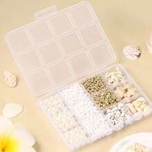 Bộ hạt làm vòng cổ chủ đề biển đại dương 20 món/12-ô/15-ô/24-ô hình rùa, sao biển, vỏ sò, ngọc trai, chữ cái, dùng cho DIY thủ công mỹ nghệ, làm bông tai, vòng tay, charm ví, móc khóa, dây treo điện thoại, bộ làm trang sức - Nhiều màu - Xem 1