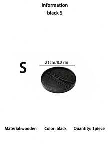1PC/3PCS Black Wooden Rectangular Round Tray, Home Dining Plate Dessert Plate, Hotel Restaurant Coffee Plate, Tea Plate, Fruit, Sushi, Steak, Bread, Dim Sum Solid Wood Display Plate, Clear Texture Water Glass Plate - Black - View 20