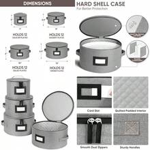 BALEINE Contenedores de almacenamiento de porcelana almacenamiento resistente acolchado para copas de vino organizador de platos con asas de transporte cajas de mudanza para platos s s y - Gris - Ver 1