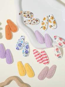 20pcs Muted Floral Fabric Hair Clips, Fresh Style Side Bangs Clips, Suitable For Spring/Summer Daily Wear Or Performance Matching - Mixed color - View 5
