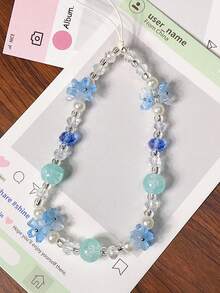 1pc New Ins Sweet Colorful Camellia Beaded Phone Case Chain, Universal Accessory Lanyard For Camera, Bag, Earphone, Phone - Multicolor - View 6