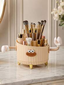 1pc 360° Rotating Makeup Organizer, Multifunctional Cosmetic Storage, Multi-Compartment Storage, Minimalist Design, Perfume Rack, Perfect For Bedroom, Vanity, Makeup Brushes, Lipstick, Skincare, Stationery Storage Box - Multicolor - View 3