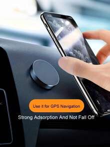 1pc Creative Round Mini Magnetic Car Navigation Dashboard Air Vent Alloy Random Sticky Car Phone Holder, Mini Magnetic Stick-On Versatile Metal Magnetic Car Phone Mount - A - View 6