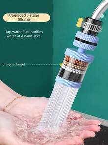 廚房水龍頭過濾延長器 家用水淨化器 防濺水嘴過濾與淨化裝置，適用直徑 15mm 至 32mm 的水龍頭，360° 旋轉水嘴，通用濾芯，6 層精細過濾系統，可輕鬆去除各種雜質 - A - 查看 6