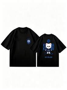 Stray For KARMA 4TH Doll Official Concert Merch T-Shirt - Double-Sided K-Pop K-Drama-Inspired K-Music Logo Print, Unisex Loose Fit Black T-Shirt With KARMA SKZ Logo & Iconic Doll Design For Men & Women, Year-Round Casual Wear For Fans. - Black-ferret - View 2