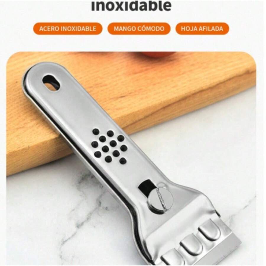 Rascador Metálico de Acero Inoxidable - Herramienta Resistente para Limpieza de Cocina - Plateado - Ver 1