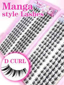 Eimny 320Pcs Manga Style Lash Clusters Kit, D-Curl Natural Look Eyelash Extension Kit, 0.05Mm Ultra-Thin Invisible Band, Fine Individual Lashes, Spiky Fairy Cluster Lashes,DIY Eyelash Extensions For Home Use - Multicolor - View 4