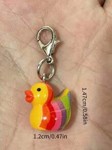 1pc Cute Rainbow Duck Keychain, Cartoon Creative Fashion Mini Colorful Duck Pendant, Perfect Gift, Car Decor, Women Keychain Accessory, Suitable For Birthday, Easter Gift, For Car, Card Case, Wallet - View 2