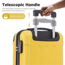 YONSLY 16 Inch Suitcase With Detachable Wheels 360° Combination Lock Double Zipper Soft Rubber Handle Trolley Travel Suitcase For Vacation - 黃色 - 查看 6