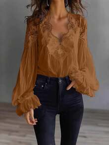 Women Blouses & Shirts - 棕色 - 查看 2