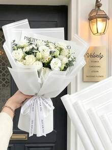 20張防水花卉包裝紙，花藝裝飾用品，婚禮生日禮物DIY包裝紙（漸層白色） - 白色 - 查看 2