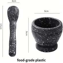 Mortar And Pestle, Reusable Plastic Grinder Bowl Grinder Bowl With Rod Hammer, Sauce Garlic Masher Hand Grinder Crusher Kitchen Gadgets - Black - View 3