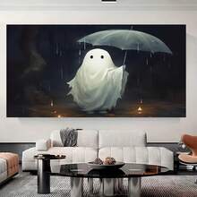 1 pieza de arte de pared Art Deco en lienzo de madera sin marco - Póster de Fantasma en la Lluvia de 76.2x50.8 cm, Superficie de tela reutilizable, Decoración de pared rectangular para dormitorio, sala de estar, oficina, cafetería, bar, dormitorio, pasillo - Regalo único para cumpleaños, fiestas, Día de San Valentín, Año Nuevo - Enmarcado - Ver 3