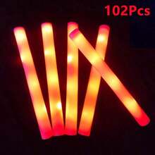102 Varitas de Espuma LED Luminosas, Bastones de Rally, Varitas Luminosas Intermitentes para Fiestas, Varitas de Espuma LED Luminosas Intermitentes para Espectáculos, Fiestas de DJ, Bodas, Cumpleaños, Navidad, Halloween, Eventos y Festivales - Rojo - Ver 11