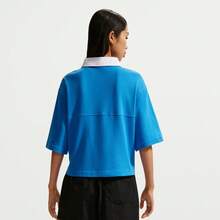 Nike Women's AS W NK STREET ESSNTL SS POLO Knit Collared Short Sleeve Tee TIF5599-435 - Blue - View 2