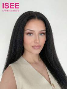 ISEE HAIR Wear Go 无胶直发高清 7*5 蕾丝假发，180% 密度，8-14 英寸波波头，16-30 英寸常规款，自然色，预剪蕾丝，预拔发际线，真人发，适合女性日常佩戴 - SNatural - 查看 3