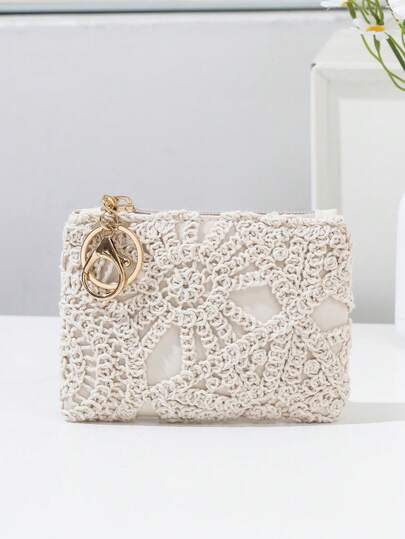 Woven Coin Purse, Women Small Wallet, Portable Handheld Key Holder Bag, Key Card Storage Pouch, Portable Handheld Bag, Key Card Holder, Handheld Hanging Storage Bag, Women Wallet, Mini Wallet, Wallet, Wrist Wallet, Coin Purse, Boho Chic