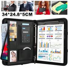 A4 Folder Briefcase, PU Leather, With A 25-Page Notebook, Pen, Calculator, 4 Ring Binders, 9 Card Slots, And 10 Transparent File Bags | Professional Business Document Organizer, Suitable For Meetings, Interviews, And Classes, An All-In-One Document Writing Set. - A - View 1