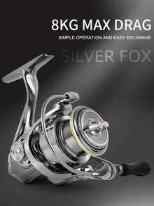 BILLINGS Spinning Reel,5.2:1Gear Ratio Spinning Fishing Reel,Freshwater Saltwater Fishing Reel,8KG Max Drag,Ultra Smooth Metal Spool,Metal Single/Double Rocker Left Right Interchangeable - Silver - View 3