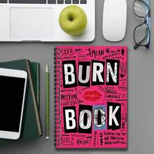 1本時尚個性化塗鴉螺旋筆記本，封面顯眼印有「BURN BOOK」文字與紅唇圖案，質感極佳。適用於工作記錄、學習筆記、日記書寫及其他場景，是畢業、生日等場合的理想禮物。適用於日常規劃與備忘。 - A - 查看 3